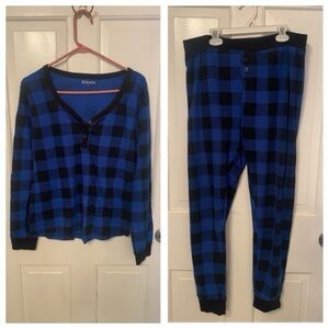 Blue & Black thermal pajama set